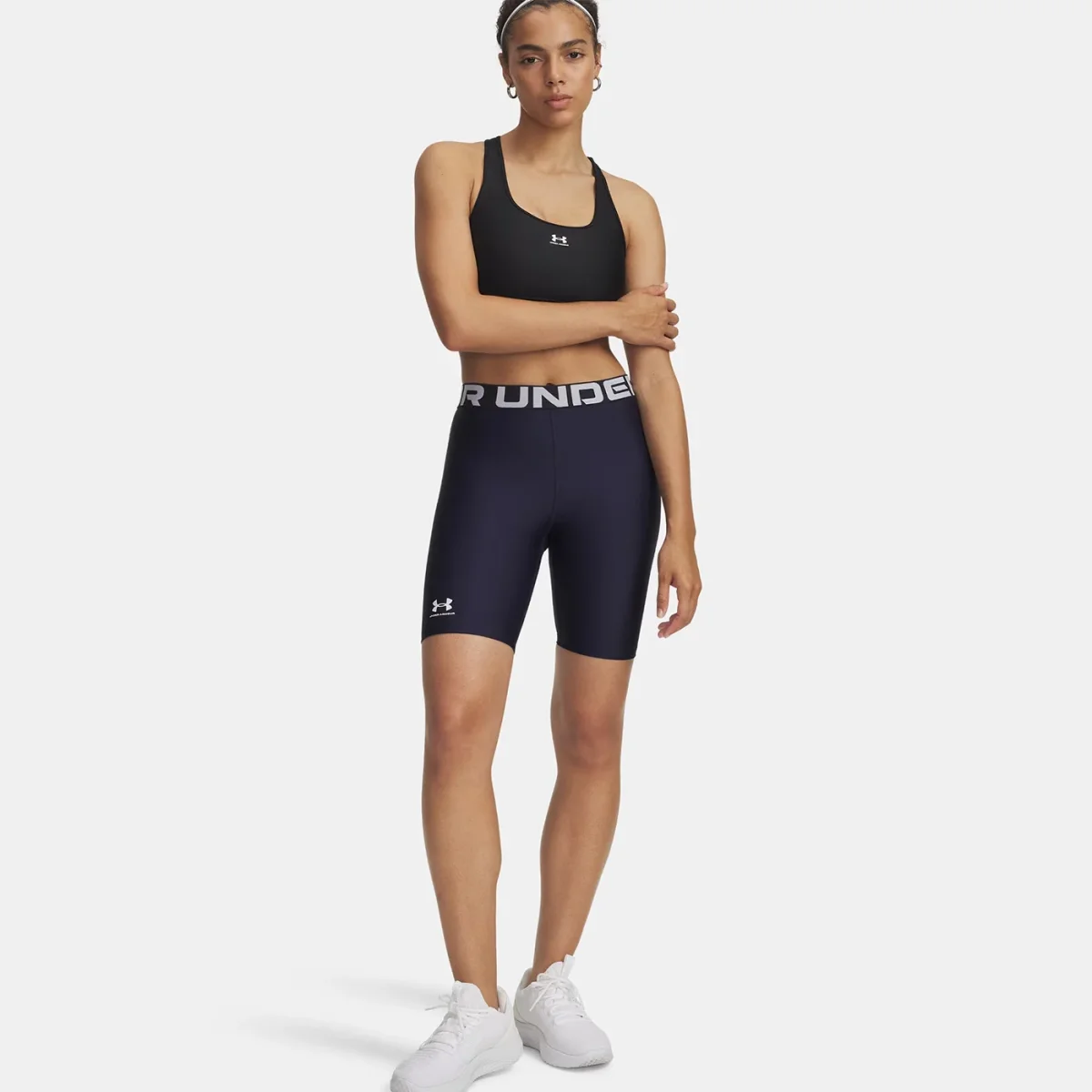 Short long Under Armour HeatGear® Cycliste pour femme Bleu marine nuit – Image 3